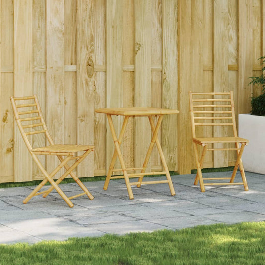 vidaXL Bistro Set | Natural Bamboo | Bamboo | Medium | Foldable | Bistro Set
