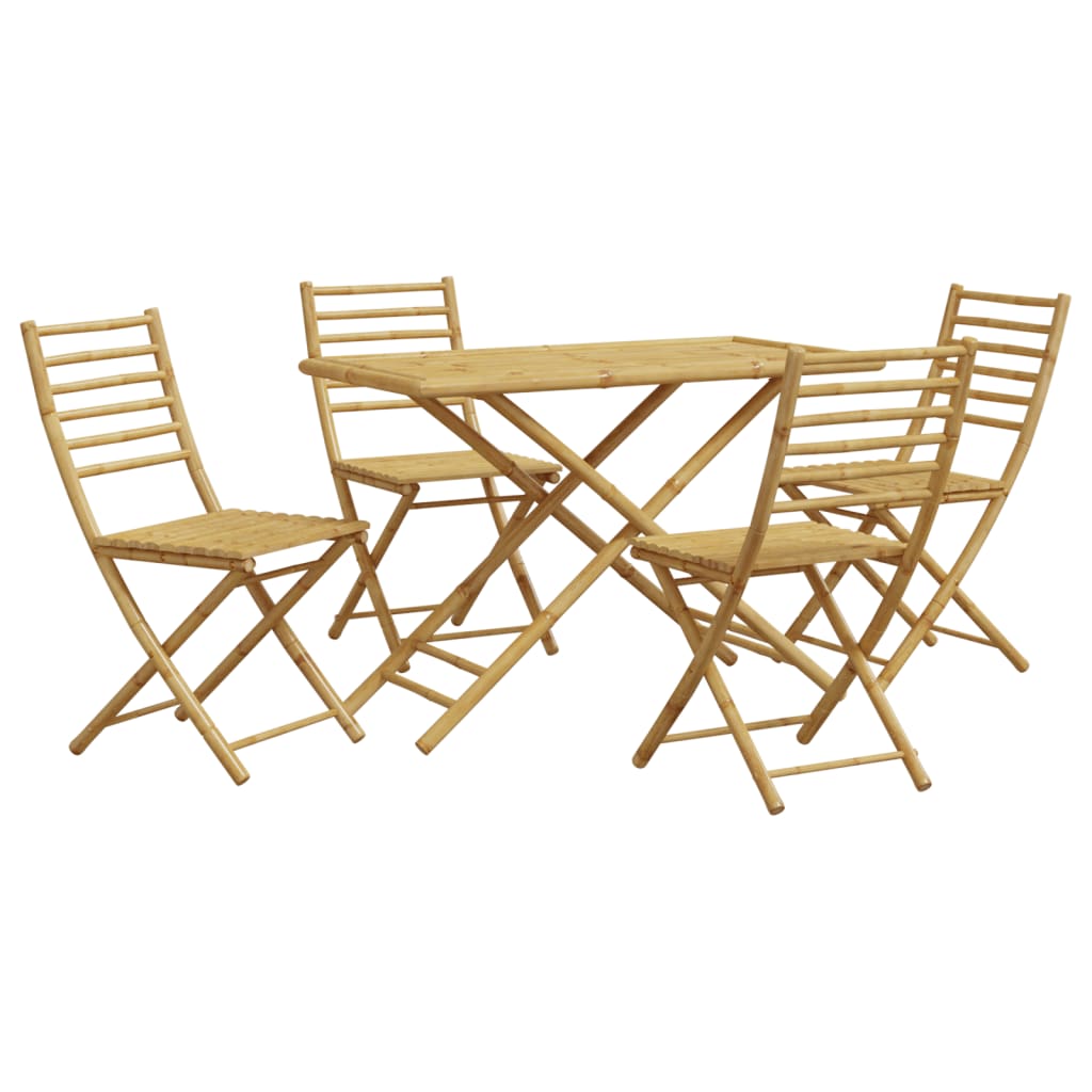 vidaXL Garden Dining Set | Natural Bamboo | Bamboo | Medium | Foldable