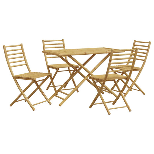 vidaXL Garden Dining Set | Natural Bamboo | Bamboo | Medium | Foldable