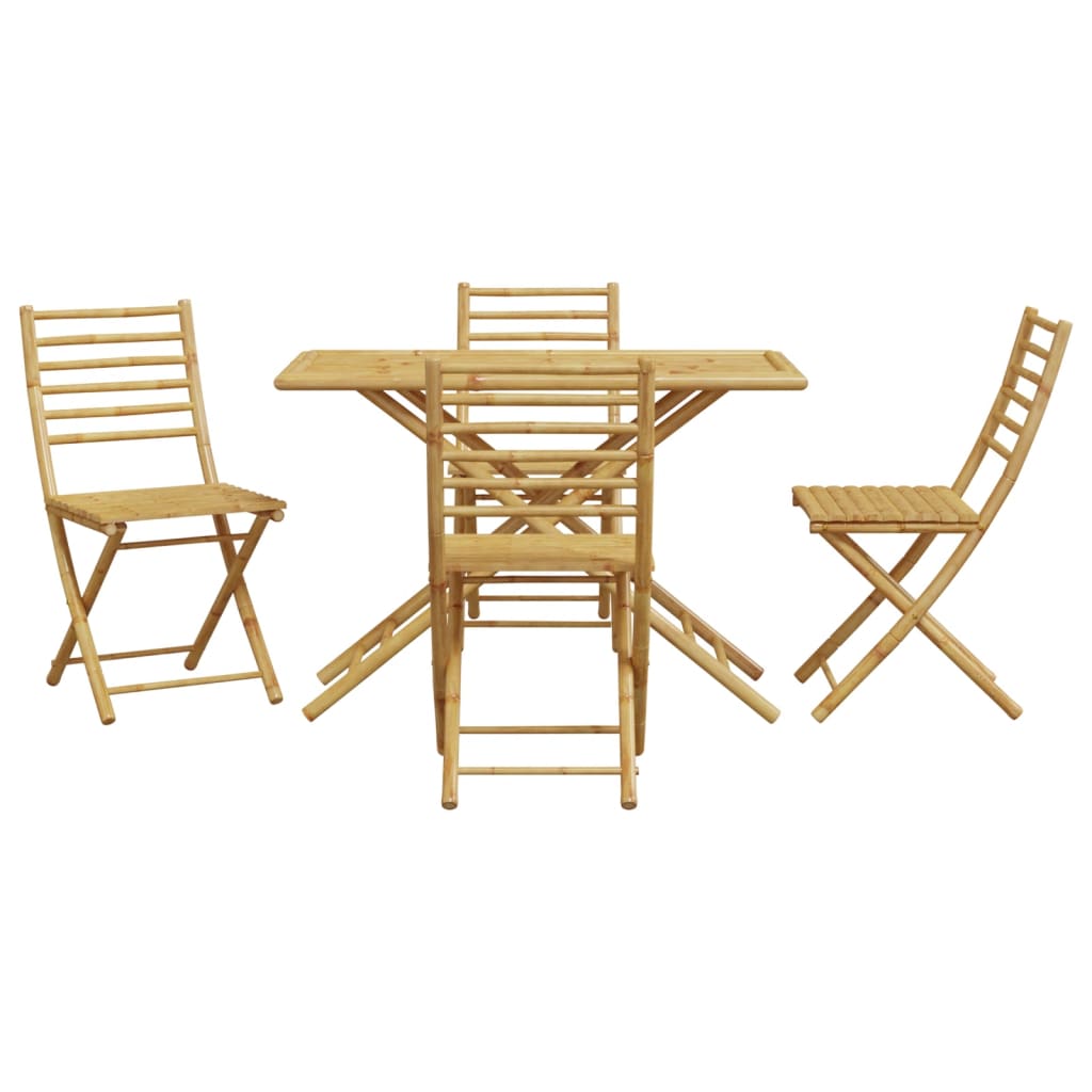 vidaXL Garden Dining Set | Natural Bamboo | Bamboo | Medium | Foldable