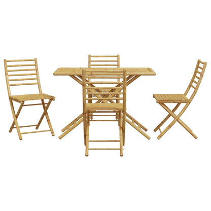 vidaXL Garden Dining Set | Natural Bamboo | Bamboo | Medium | Foldable