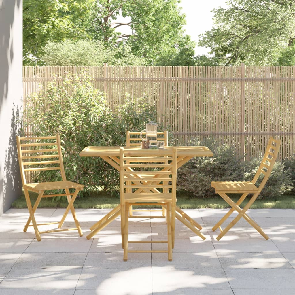 vidaXL Garden Dining Set | Natural Bamboo | Bamboo | Medium | Foldable