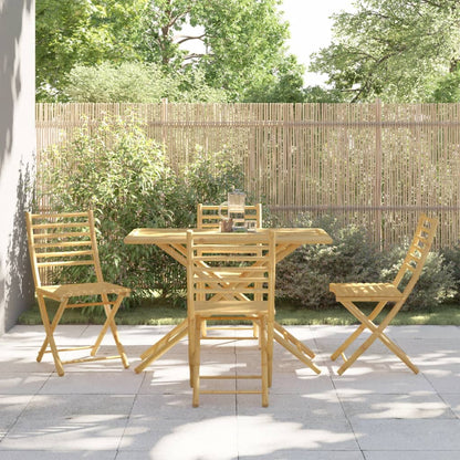 vidaXL Garden Dining Set | Natural Bamboo | Bamboo | Medium | Foldable