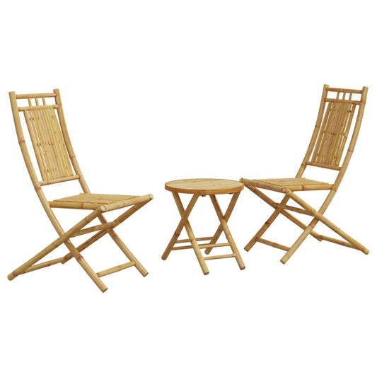 vidaXL Bistro Set | Natural Bamboo | Bamboo | 3 piece set |  Foldable