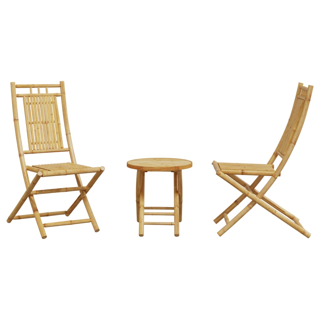 vidaXL Bistro Set | Natural Bamboo | Bamboo | 3 piece set |  Foldable