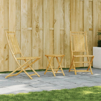 vidaXL Bistro Set | Natural Bamboo | Bamboo | 3 piece set |  Foldable
