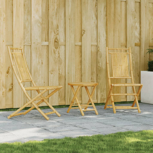 vidaXL Bistro Set | Natural Bamboo | Bamboo | 3 piece set |  Foldable