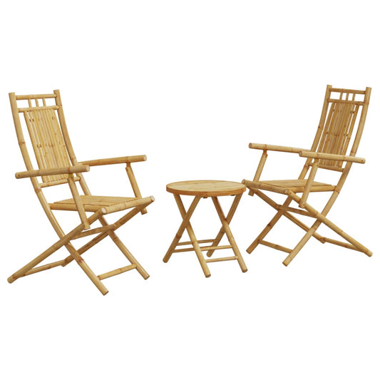 vidaXL Bistro Set | Natural Bamboo | Bamboo | Compact | Foldable | Bistro Set