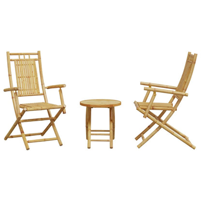 vidaXL Bistro Set | Natural Bamboo | Bamboo | Compact | Foldable | Bistro Set