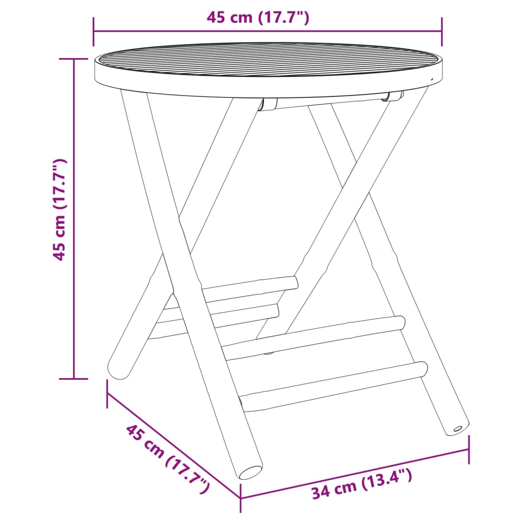 vidaXL Bistro Set | Natural Bamboo | Bamboo | Compact | Foldable | Bistro Set