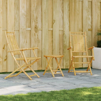 vidaXL Bistro Set | Natural Bamboo | Bamboo | Compact | Foldable | Bistro Set