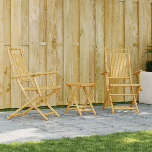 vidaXL Bistro Set | Natural Bamboo | Bamboo | Compact | Foldable | Bistro Set