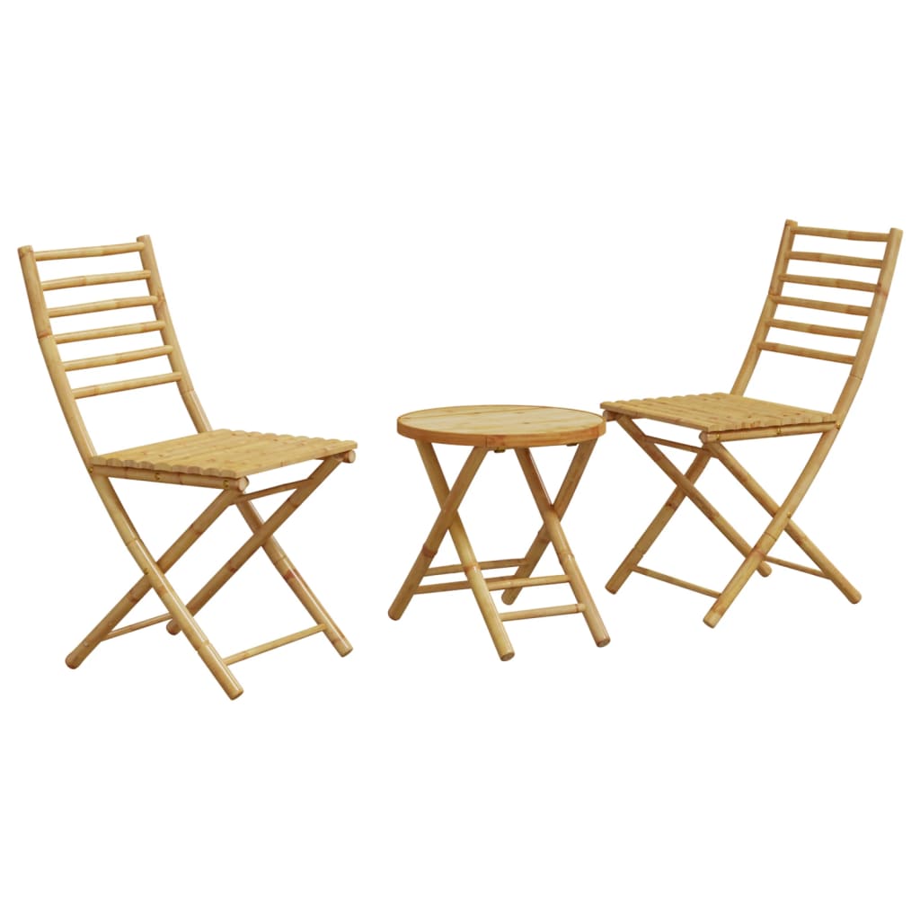 vidaXL Bistro Set | Natural Bamboo | Bamboo | Compact | Foldable | Bistro Set