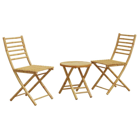 vidaXL Bistro Set | Natural Bamboo | Bamboo | Compact | Foldable | Bistro Set