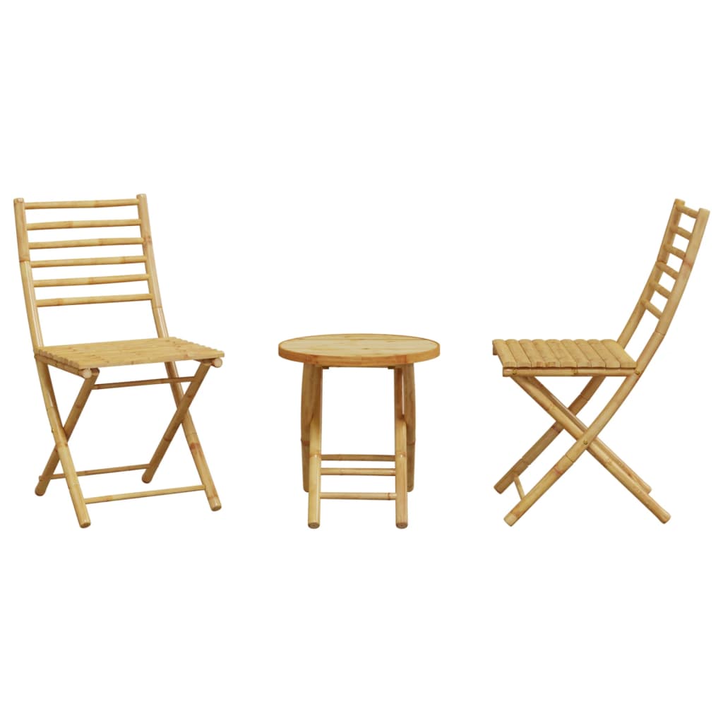 vidaXL Bistro Set | Natural Bamboo | Bamboo | Compact | Foldable | Bistro Set