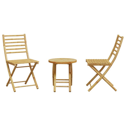 vidaXL Bistro Set | Natural Bamboo | Bamboo | Compact | Foldable | Bistro Set