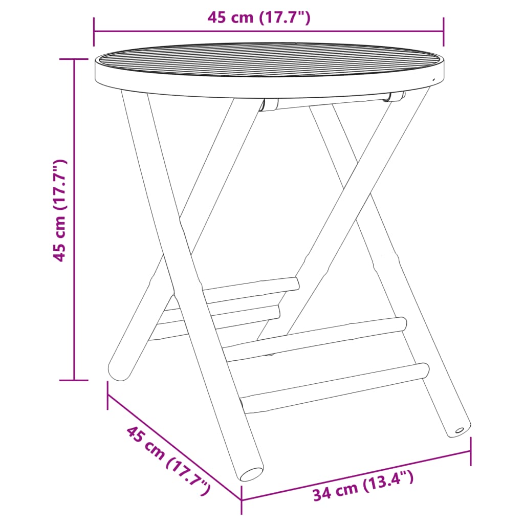 vidaXL Bistro Set | Natural Bamboo | Bamboo | Compact | Foldable | Bistro Set