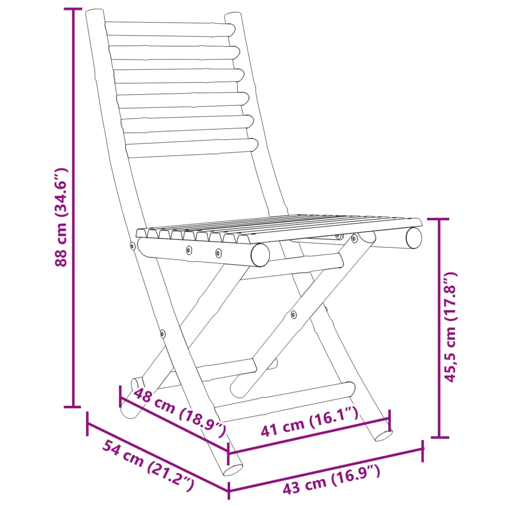 vidaXL Bistro Set | Natural Bamboo | Bamboo | Compact | Foldable | Bistro Set