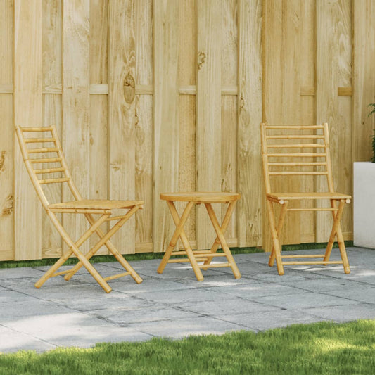vidaXL Bistro Set | Natural Bamboo | Bamboo | Compact | Foldable | Bistro Set