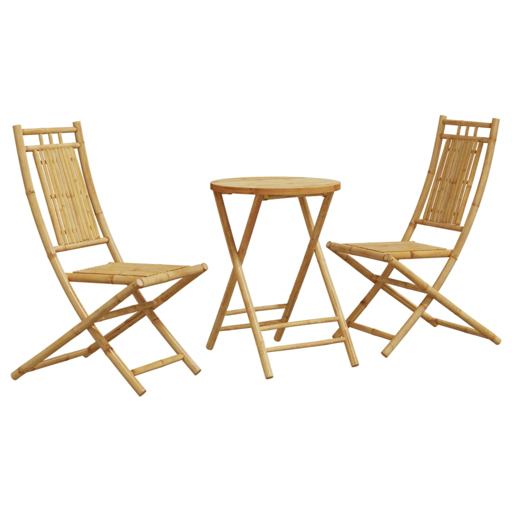 vidaXL Bistro Set | Natural Bamboo | Bamboo | Medium | Foldable | Bistro Set