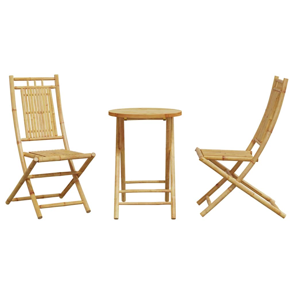 vidaXL Bistro Set | Natural Bamboo | Bamboo | Medium | Foldable | Bistro Set