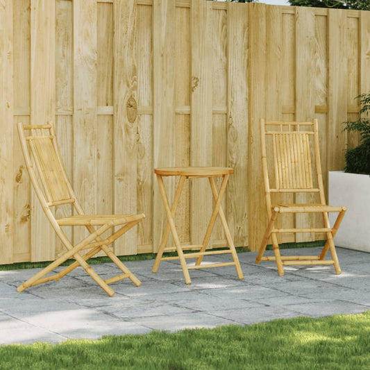 vidaXL Bistro Set | Natural Bamboo | Bamboo | Medium | Foldable | Bistro Set
