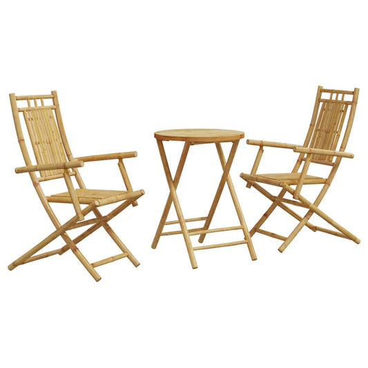 vidaXL Bistro Set | Natural Bamboo | Bamboo | 2-seater | Foldable | Bistro Set