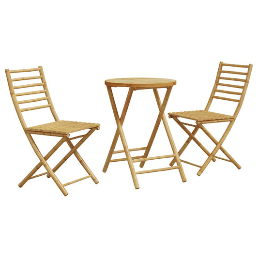 vidaXL Bistro Set | Natural Bamboo | Bamboo | Standard Size | Foldable