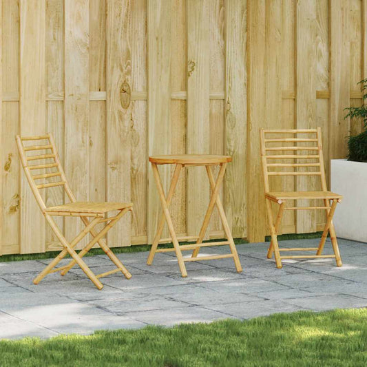 vidaXL Bistro Set | Natural Bamboo | Bamboo | Standard Size | Foldable
