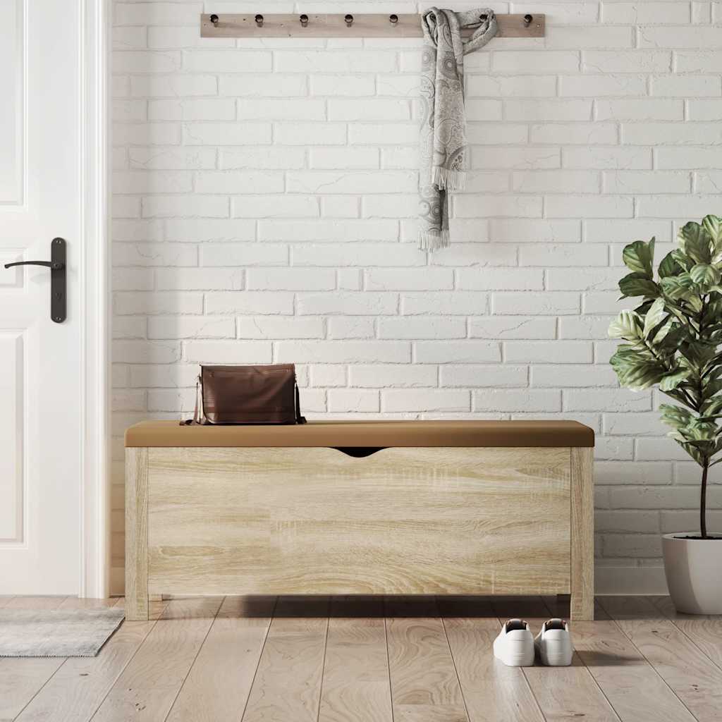 vidaXL Storage Box with Cushion Sonoma Oak 105x40x45 cm