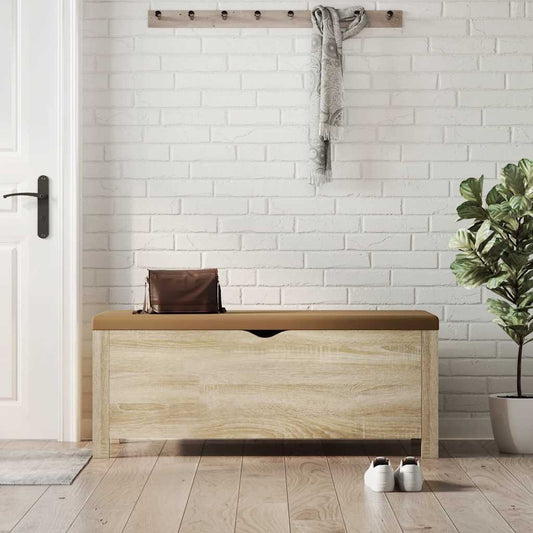 vidaXL Storage Box with Cushion Sonoma Oak 105x40x45 cm