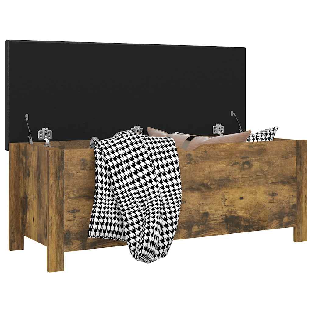 vidaXL Storage Box with Cushion Smoked Oak 105x40x45 cm