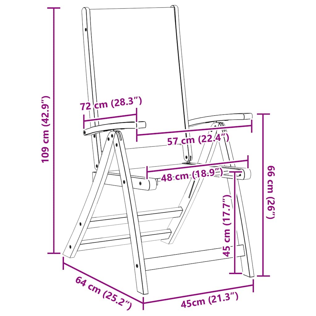 vidaXL Folding Garden Chairs 4 pcs Solid Wood Acacia and Textilene