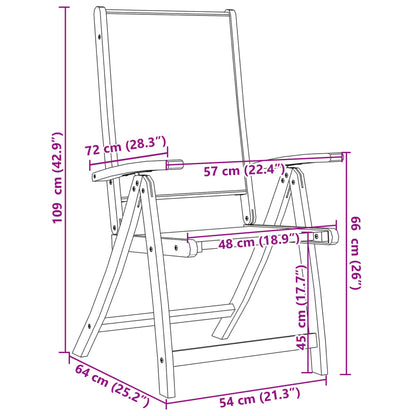 vidaXL Folding Garden Chairs 8 pcs Solid Wood Acacia and Textilene