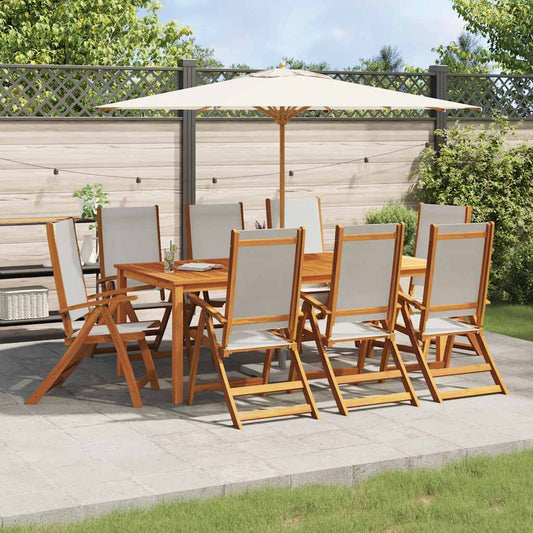 vidaXL Folding Chairs 8 pcs Solid Wood Acacia and Textilene