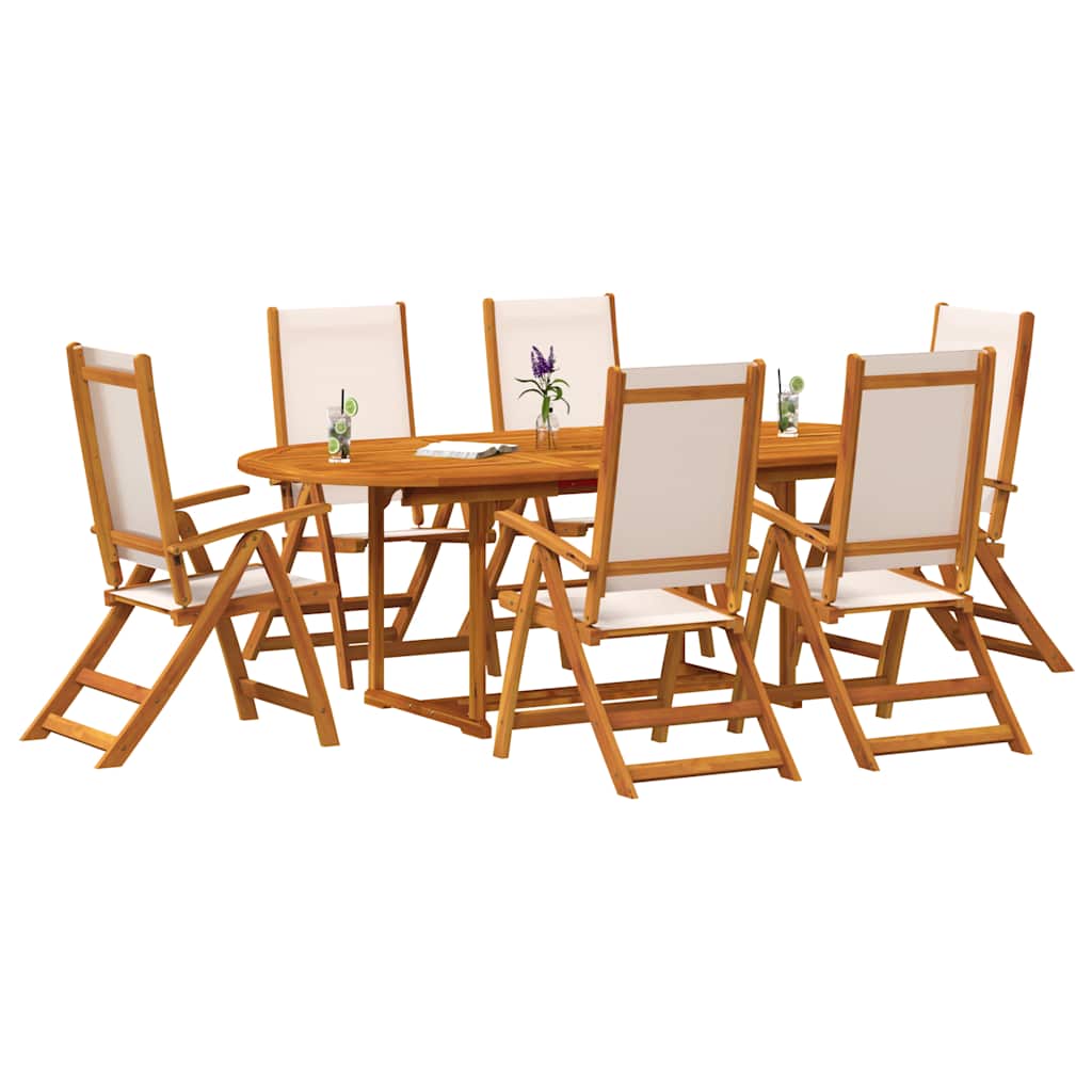 vidaXL 7 Piece Garden Dining Set Solid Wood Acacia and Textilene