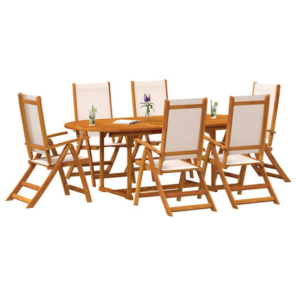 vidaXL 7 Piece Garden Dining Set Solid Wood Acacia and Textilene