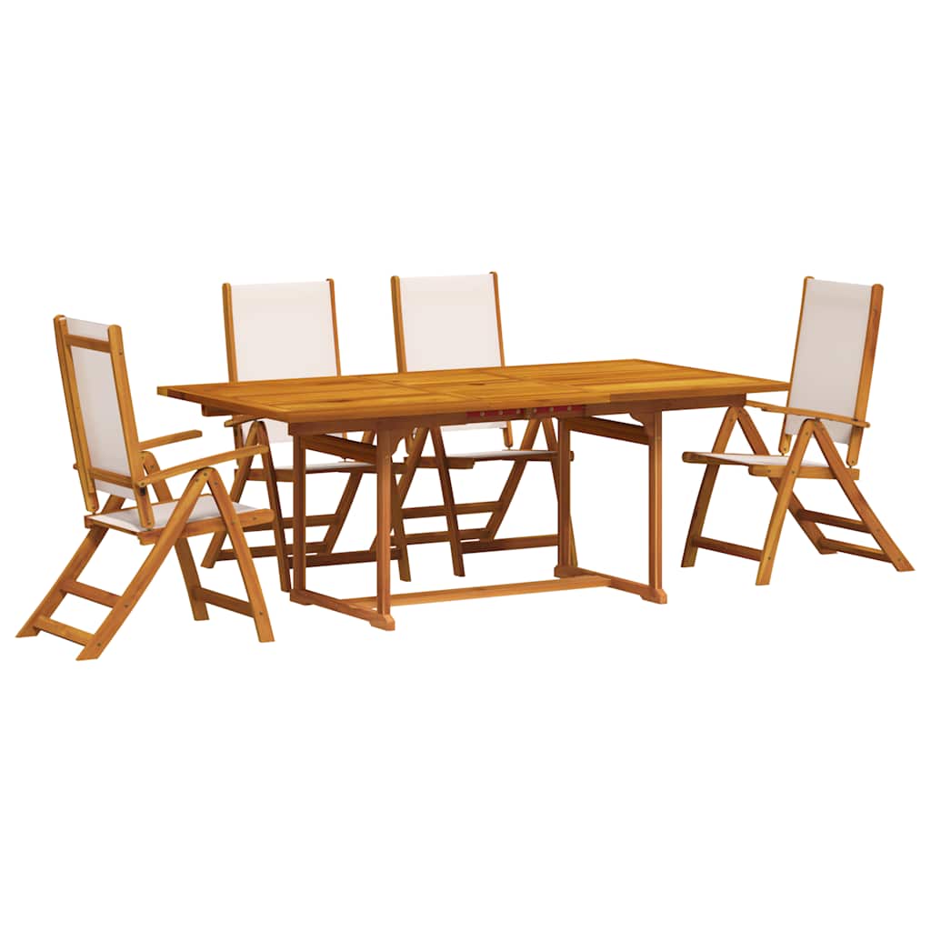 vidaXL 5 Piece Garden Dining Set Solid Wood Acacia and Textilene