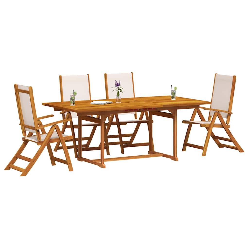 vidaXL 5 Piece Garden Dining Set Solid Wood Acacia and Textilene