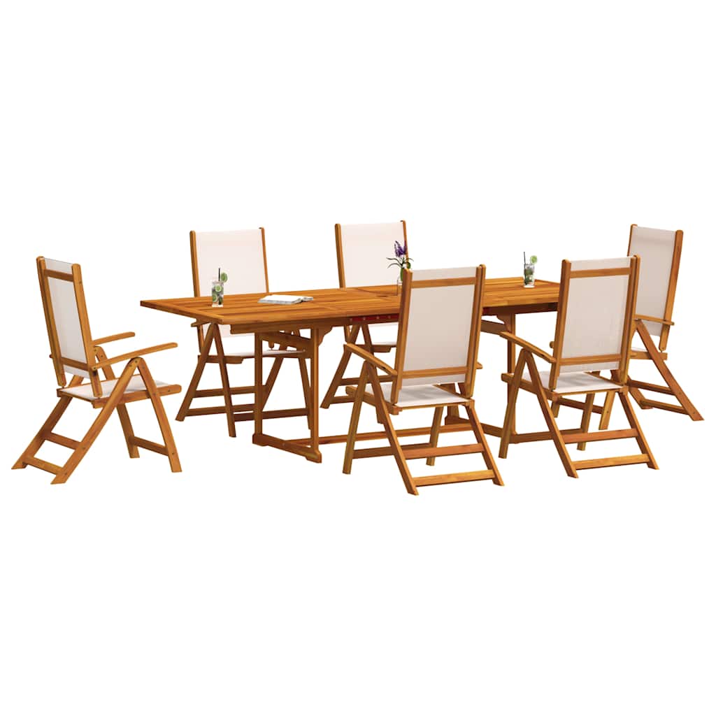 vidaXL 7 Piece Garden Dining Set Solid Wood Acacia and Textilene