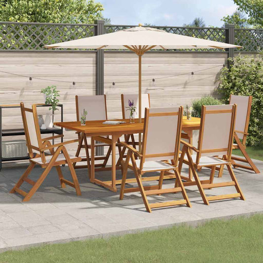 vidaXL 7 Piece Garden Dining Set Solid Wood Acacia and Textilene