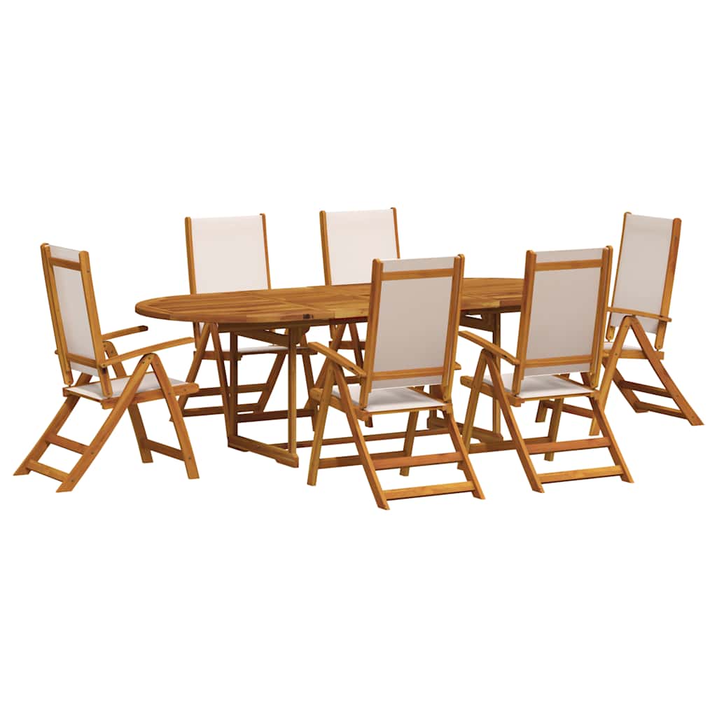vidaXL 7 Piece Garden Dining Set Solid Wood Acacia and Textilene