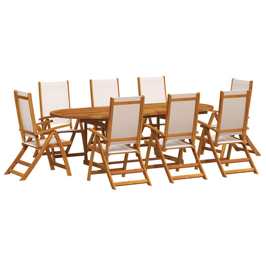vidaXL 9 Piece Garden Dining Set Solid Wood Acacia and Textilene