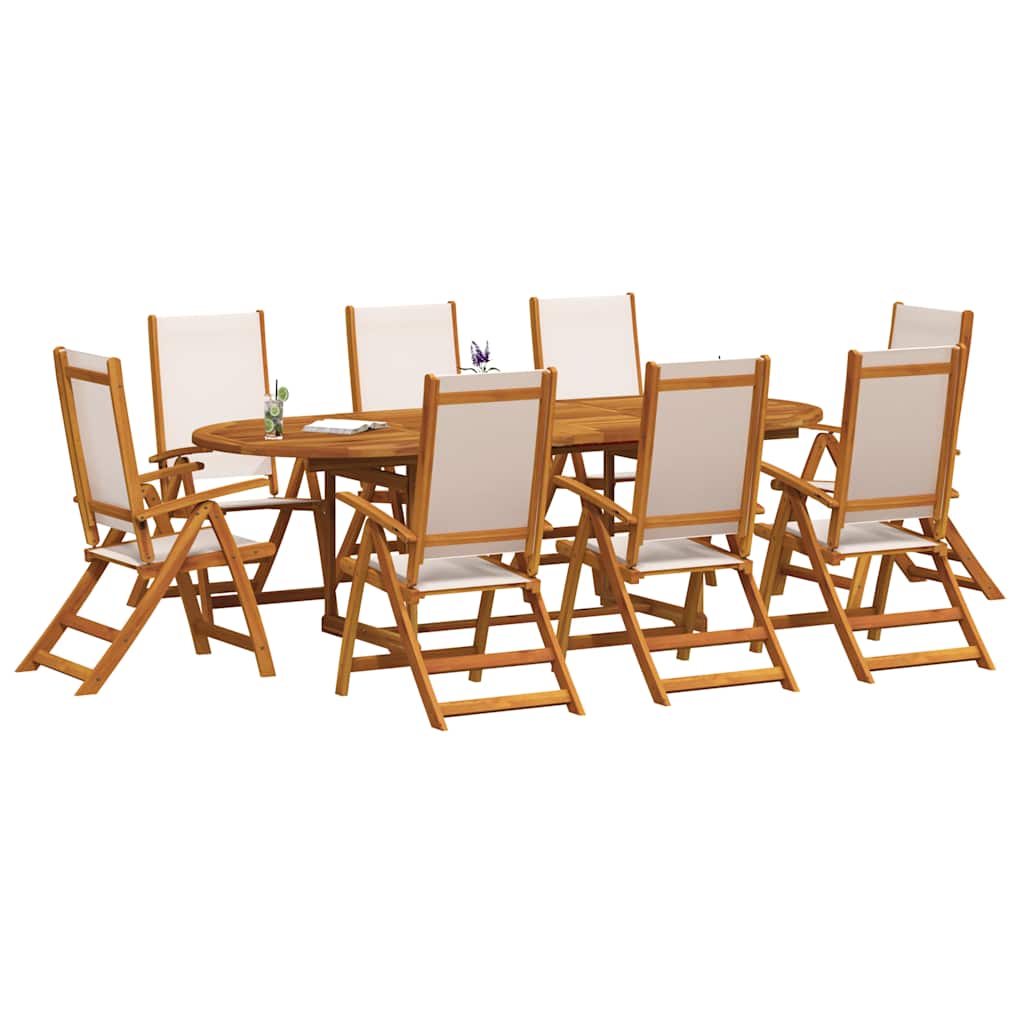 vidaXL 9 Piece Garden Dining Set Solid Wood Acacia and Textilene