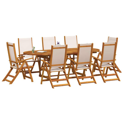 vidaXL 9 Piece Garden Dining Set Solid Wood Acacia and Textilene