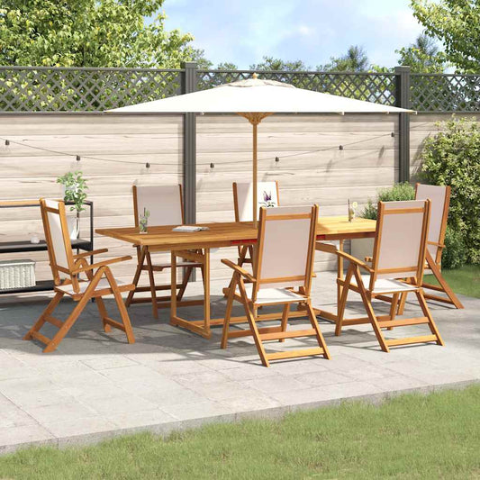 vidaXL 7 Piece Garden Dining Set Solid Wood Acacia and Textilene