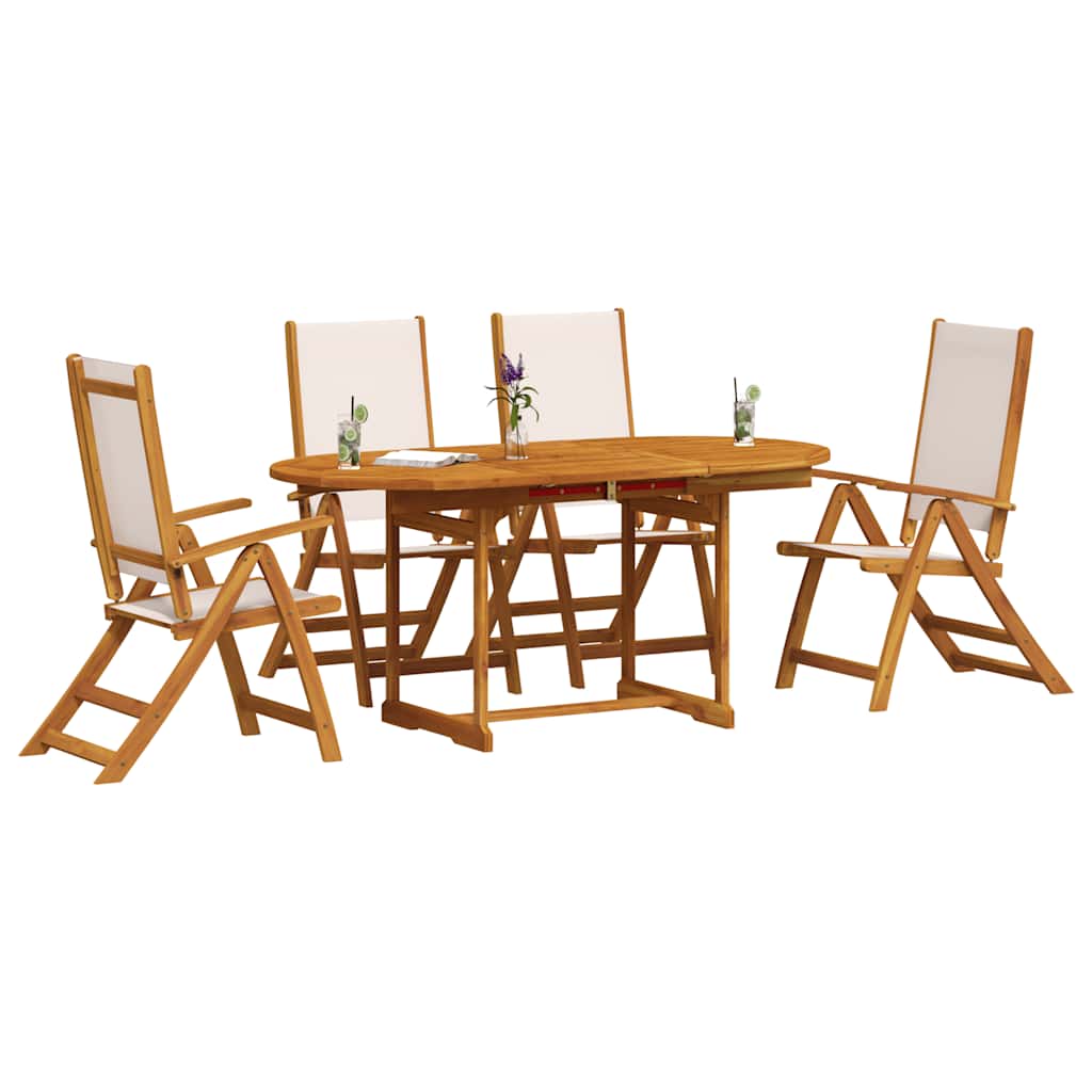 vidaXL 5 Piece Garden Dining Set Solid Wood Acacia and Textilene