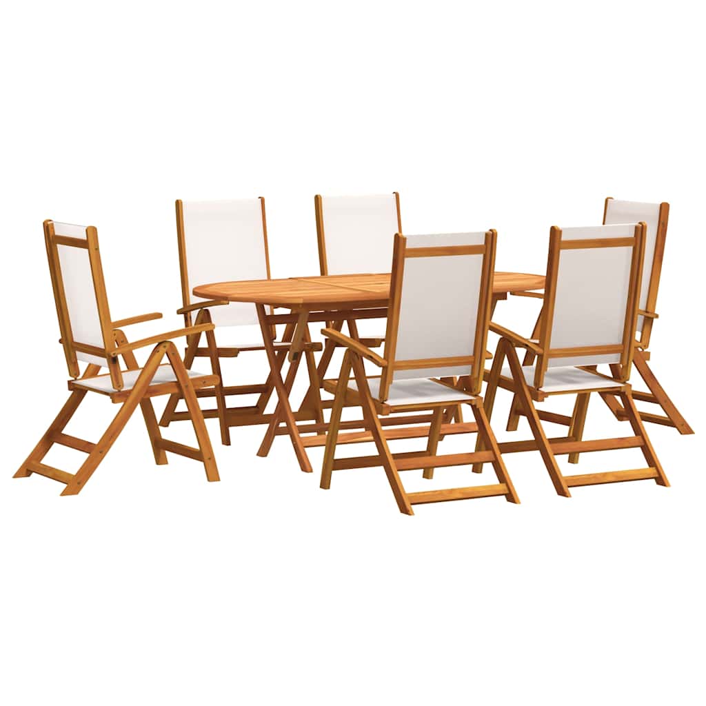 vidaXL 7 Piece Garden Dining Set Solid Wood Acacia and Textilene