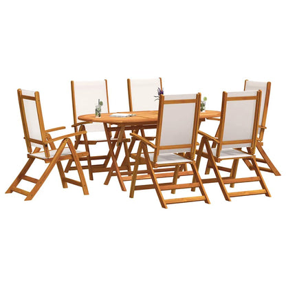 vidaXL 7 Piece Garden Dining Set Solid Wood Acacia and Textilene