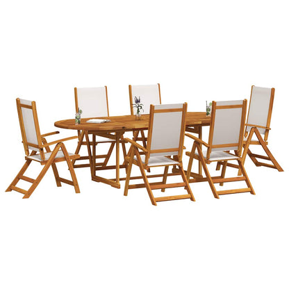 vidaXL 9 Piece Garden Dining Set Solid Wood Acacia and Textilene